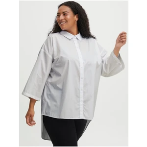 White Fransa Shirt with Extended Back - Women