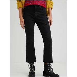 Black Women Shortened Bootcut Jeans Desigual Selva - Women