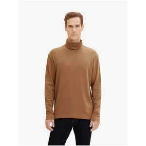 Brown Men's T-Shirt with Stand-up Collar Tom Tailor - Men