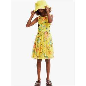 Žluté holčičí květované šaty Desigual Gardenia - Holky