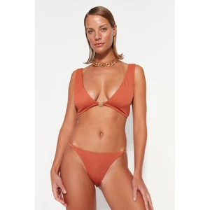 Trendyol Bikini Top - Brown - Plain