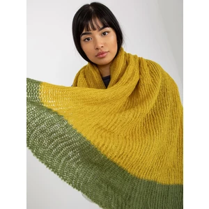 Yellow and green two-tone women's knitted scarf