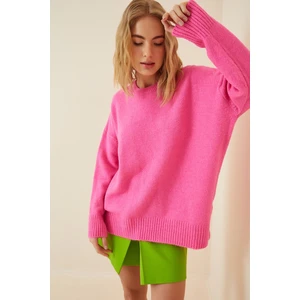 Happiness İstanbul Women's Pink Oversize Knitwear Sweater