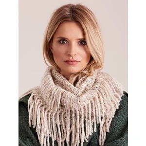 Melange scarf with ecru fringes