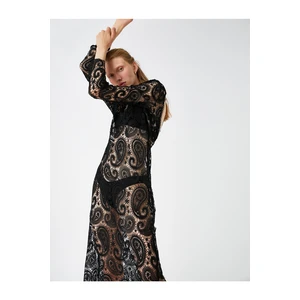 Koton Long Sleeve Lace Midi Dress