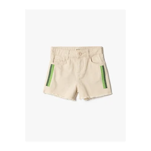 Koton Gabardine Shorts Cotton Embroidery Detailed.