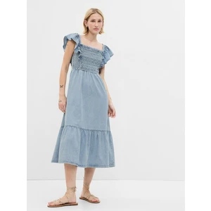 GAP Denim midi dress with frills - Women