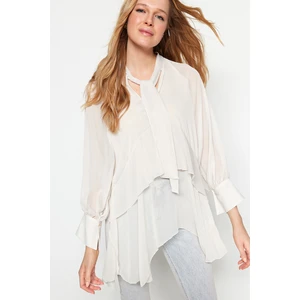 Trendyol Beige Woven Tie Detailed Blouse