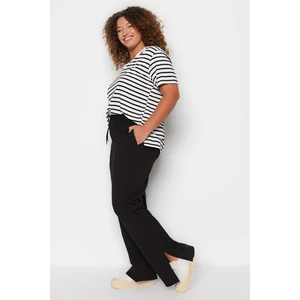 Trendyol Curve Black Straight Fit Slim Knit Sweatpants With Slits