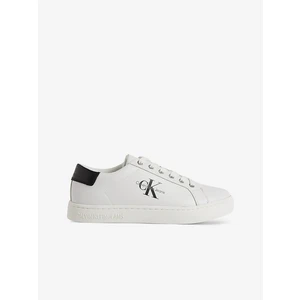 Kožené tenisky Calvin Klein Jeans Classic Cupsole Laceup Low biela farba