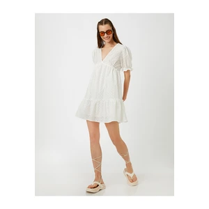 Koton Scalloped Dress With Mini Short Sleeves