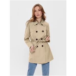 Beige Short Trench coat with binding ONLY Valerie - Women
