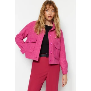 Trendyol Fuchsia Oversize Stamped Jacket Coat