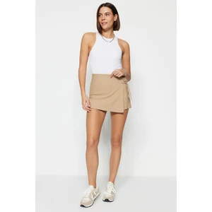 Trendyol Mink Tie and Eyelet Detail Woven Shorts Skirt