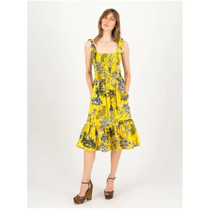 Yellow Women Floral Dress Blutsgeschwister Seaside Picknick Love - Women