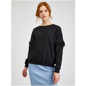 Orsay Black Ladies Sweater with Decorative Sleeves - Women