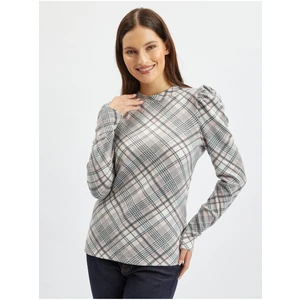 Orsay Pink-gray ladies checkered sweater - Ladies