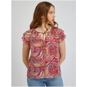 Orsay Red-Pink Ladies Patterned Blouse - Women