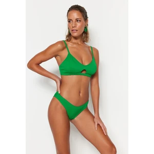 Trendyol Green Bralette Cut Out/Windowed Textured Bikini Top