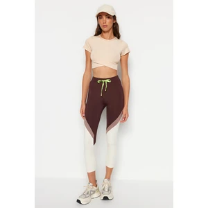 Trendyol Brown Color Block Consolidator Sports Capri Leggings