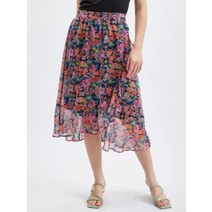 Orsay Red-Black Floral Skirt - Women