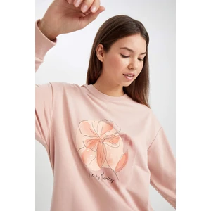 DEFACTO Regular Fit Crew Neck Printed Sweatshirt Tunic