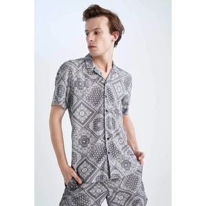 DEFACTO Regular Fit viscose Printed Short Sleeve Shirt