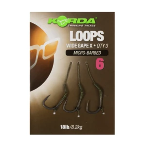 Korda hotové náväzce loop rigs df wide gape x micro barbed 8,2 kg-háčik 8