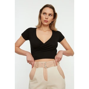 Trendyol Black Super Crop Knitted Blouse