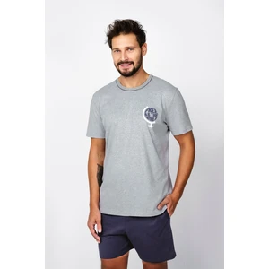 Men's pyjamas Abril, short sleeves, shorts - melange/navy blue