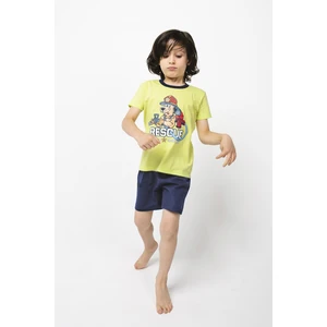 Boys' pyjamas Remek, short sleeves, short legs - green/navy blue