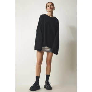 Happiness İstanbul Women's Black Oversize Basic Knitwear Sweater