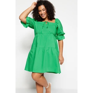 Trendyol Curve Green Woven Tie Detailed Dress