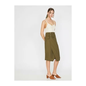 Koton Women's Green Button Detailed Skirt