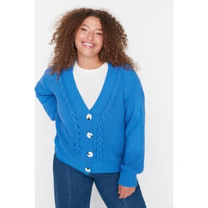 Trendyol Curve Plus Size Cardigan - Blue - Relaxed fit