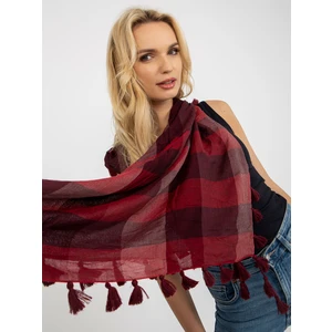 Lady's red scarf with fringe