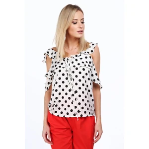 Cream polka dot blouse every day