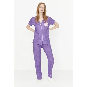 Trendyol Lilac Printed Knitted Pajamas Set