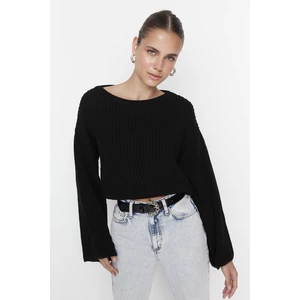 Trendyol Black Crop and Spanish Sleeve Knitwear Sweater