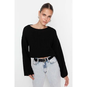 Trendyol Black Crop and Spanish Sleeve Knitwear Sweater