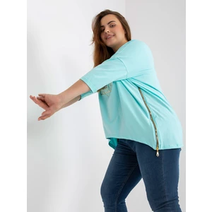 Larger size cotton blouse with zippers