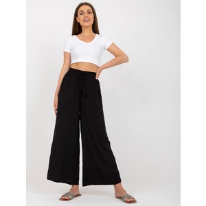 Black wide trousers made of fabric with pockets SUBLEVEL