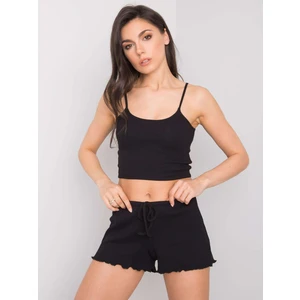 RUE PARIS Black ribbed shorts