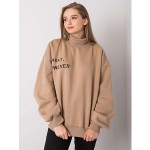 Dark beige warm sweatshirt with turtleneck