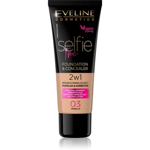 Eveline Selfie Time 2in1 Foundation & Concealer 03 Vanilla podkład o przedłużonej trwałości 2w1 30 ml