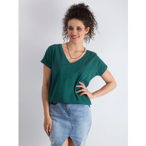 V-neck cotton t-shirt, dark green