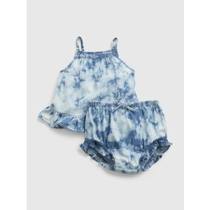 Modrý holčičí baby set tie-dye denim outfit set