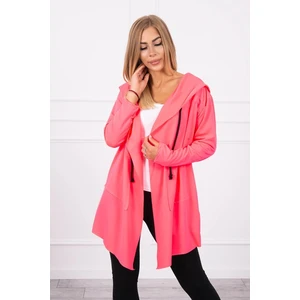 Cape with a loose hood pink neon