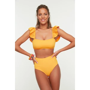 Trendyol Mustard Textured Cup Stitched Bikini Bottoms