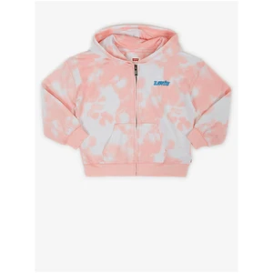 Levi's White-Pink Girls' Batik Sweatshirt with Zipper and Hood levi's® - Girls